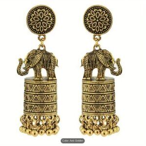 Gold  Bohemian Elephant Tassel Earrings For Women Casual Travel